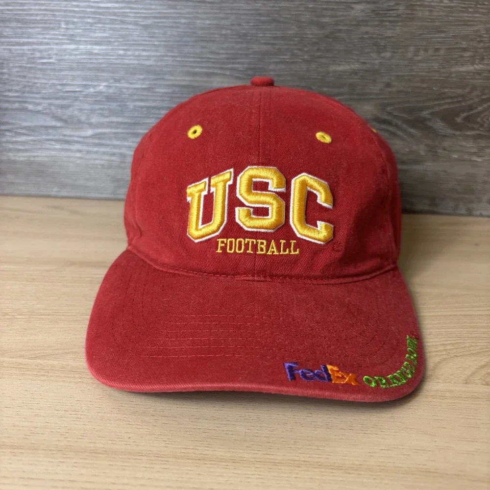 USC Trojans Hat Cap Strap Back Red Yellow NCAA Football Orange Bowl Mens 2005